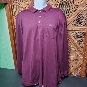 Greg Norman For Tasso Elba Golf Long Sleeve Polo Men's Large Burgundy
